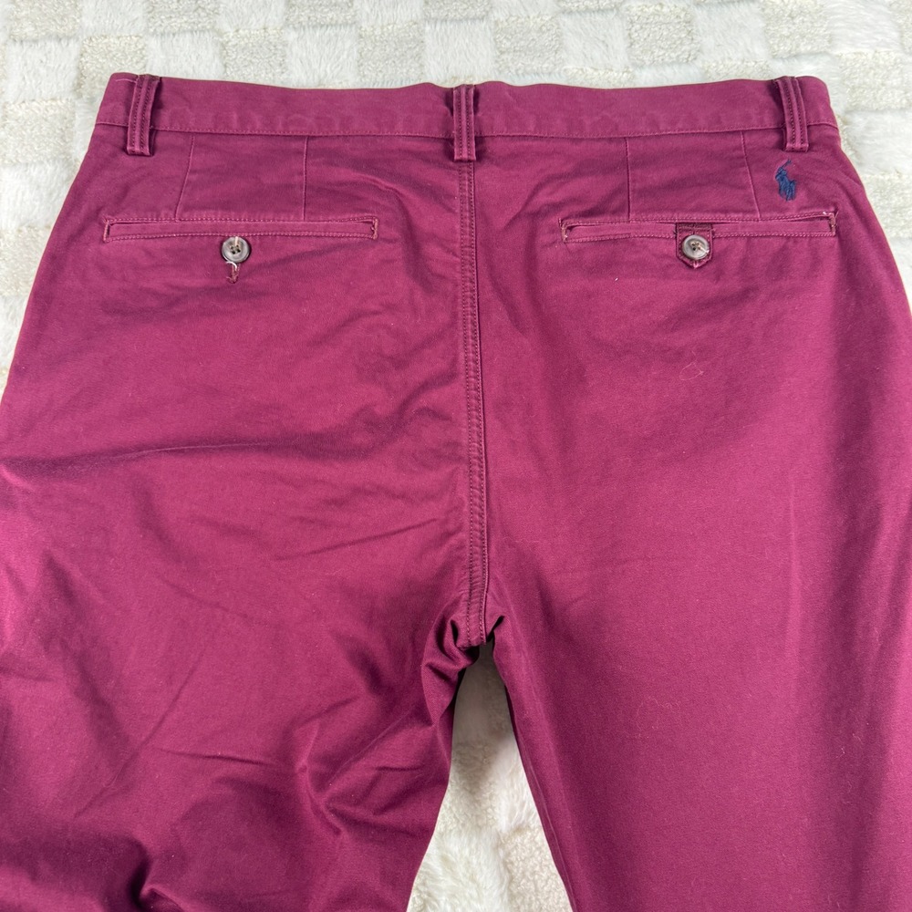 Polo Ralph Lauren Mens Stretch Slim Fit Chino Pants Burgundy Maroon 34 x 29 - Picture 10 of 12